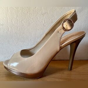 Christian Siriano off-white/silver stiletto heels